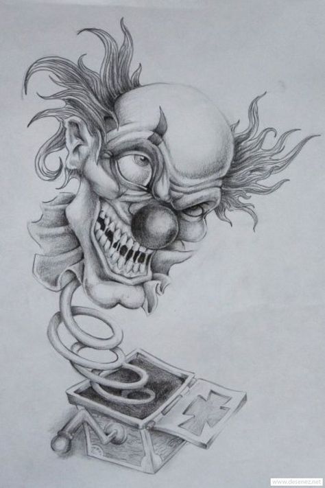 coloring pages 👳‍♀️ Scary Clown Drawing, Evil Clown Tattoos, Pixie Tattoo, Evil Skull Tattoo, Cool Tattoo Drawings, Evil Clown, Clown Tattoo, Prison Art, Creepy Drawings