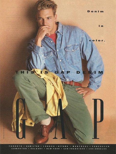 2OTH CENTURY — Gap ad, 1991 Gap Ads, 80s Fashion Men, 90s Men, Ivy Style, Gap Men, Vintage Mens Fashion, Gap Denim, Fashion Quotes, Classic Outfits