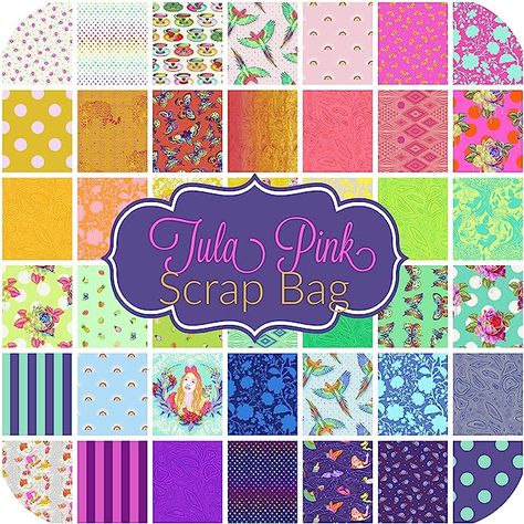 Amazon.com: Tula Pink Scrap Bag (Approx 2 Yards) Quilt Fabric by Tula Pink for Free Spirit : Arts, Crafts & Sewing Tula Pink Quilt, I Will Wait, Tula Pink Fabric, Place Mats Quilted, Diy Quilt, Tula Pink, Fabric Strips, Postal Service, Square Quilt