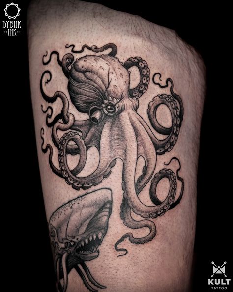 Cephalopod Tattoo, Jigsaw Tattoo, Kraken Tattoo, Lucky Tattoo, Ma Tattoo, Monster Tattoo, Octopus Tattoo Design, Octopus Tattoos, Movie Tattoo