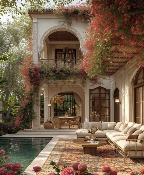 Italian Villas Interior Design, Taman Air, Dream Life House, House Aesthetic, Casas Coloniales, Spanish Style Homes, Italian Villa, Dream House Rooms, Mediterranean Home