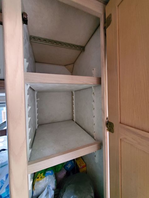 Installing A Rev-A-Shelf In A Camper - Truck Camper Magazine Kitchen Cabinet Pantry, Rv Cabinets, Camper Truck, Cabinet Pantry, Bedside Shelf, Sliding Shelves, Extra Shelf, Camp Site, Rev A Shelf