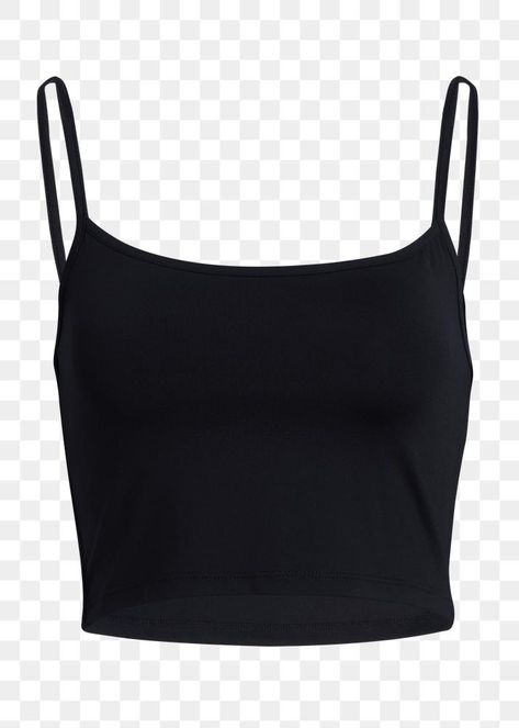 Black Tops Png, Black Tank Top Cropped, Spaghetti Tank Top, Shirt Astethic, Black Tank Top Png, Png Tank Top, Crop Top Png, Black Tank Top Outfit, Crop Top Mockup