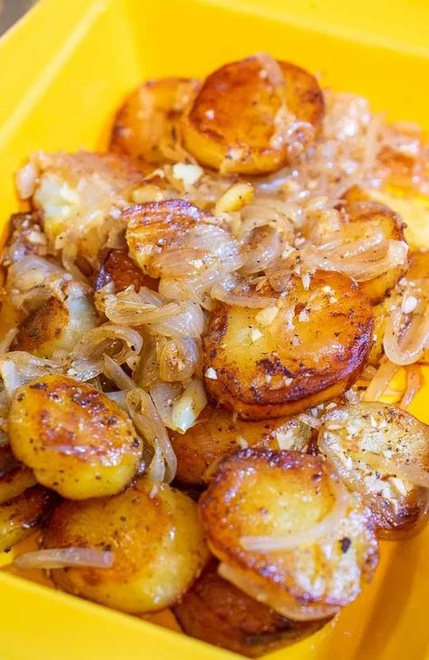 Best Yukon Gold Potato Recipes, Recipes For Yukon Gold Potatoes, Onions And Potatoes Recipes, Fried Yukon Gold Potatoes, Potato And Onion Recipes, Yukon Gold Potato Recipe, Caramelized Potatoes, Pan Fried Potatoes And Onions, Meatball Skillet