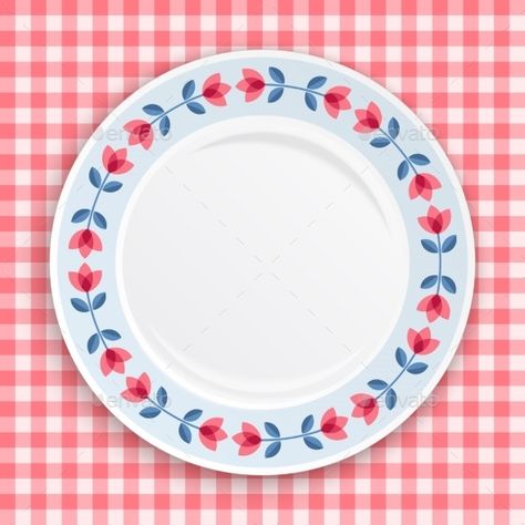 Dish Illustration, Plates Illustration, Plate Illustration, Plate Drawing, Italian Plates, Picnic Plates, Gingham Tablecloth, Reference For Art, Wallpaper Hd Nature