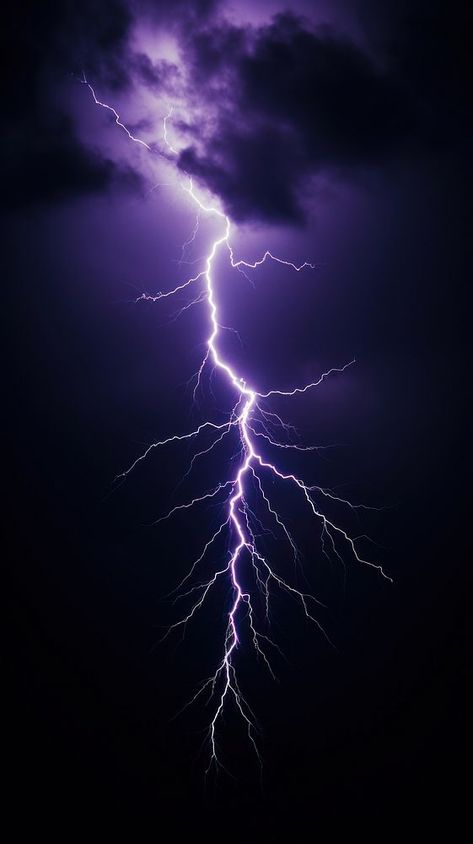 A purple lightning bolt in the dark sky thunderstorm outdoors nature. AI generated Image by rawpixel. | free image by rawpixel.com / Boom Nature, Lightning Sky, Lightning Dragon, Thunder And Lighting, Lightning Art, Lightning Bolt Tattoo, Mobile Wallpaper Iphone, Bolt Tattoo, Lightning Photography