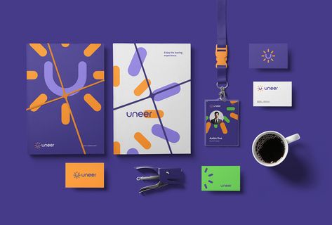 Uneer brand design on Behance Education Logo, Stationary Design, Event Branding, Logo Diy, Graphic Design Lessons, Company Branding, Learning Process, Electric Car, Logo Concept