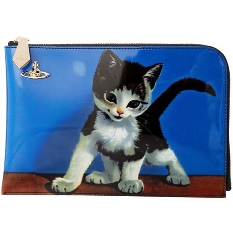 Vivienne Westwood Kitten Zipper Pouch ($295) ❤ liked on Polyvore featuring bags, wallets, handbags, print, blue bag, zip-around wallet, leather pouch wallet, blue wallet and pouch wallet Vivienne Westwood Wallet, Cat Wallet, Chanel Espadrilles, Womens Designer Bags, Cat Bag, Cute Purses, Mini Handbags, Cute Bags, Leather Pouch