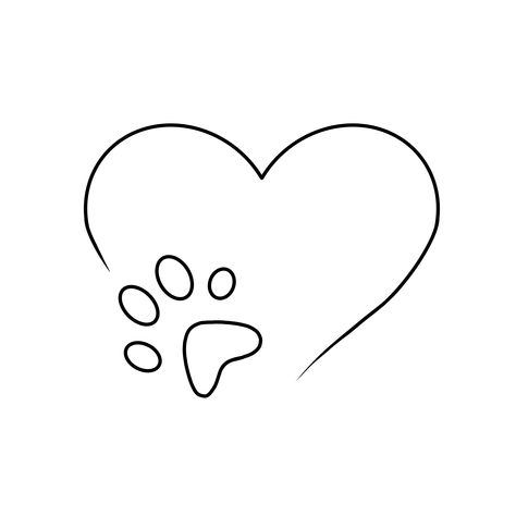 Paws Heart Tattoo, Heart And Dog Paw Tattoo, Heart With Paw Print Tattoo, Heart Paw Print Tattoo, Paw Print Heart Tattoo, Paw Tattoo Ideas, Paw Print Drawing, Tatoo Dog, Dog Paw Tattoo