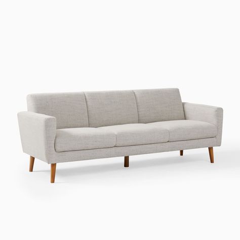 Oliver 72" Sofa, Twill, Dove, Light Walnut | West Elm Leather Reclining Sofa, Mid Century Sofa, Office Sofa, Wood Sofa, Teen Bedding, Next Home, 2 Seater Sofa, 3 Seater Sofa, Modern Sofa