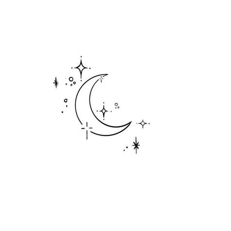 Moon Star Tattoo, Tattoo Sonne, Sparkle Tattoo, Small Moon Tattoos, Monster Tattoo, Crescent Moon Tattoo, Planet Tattoos, Small Pretty Tattoos, Star Tattoo Designs