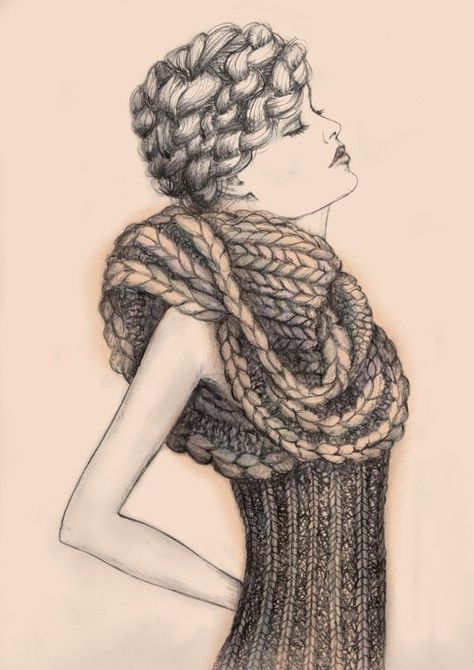 Knit Illustration Fashion, Knitwear Fashion Illustration, How To Draw Knitted Texture, Knit Fashion Illustration, Knitwear Illustration, Wool Illustration, Knit Drawing, Knitting Drawing, Knitwear Fashion Design