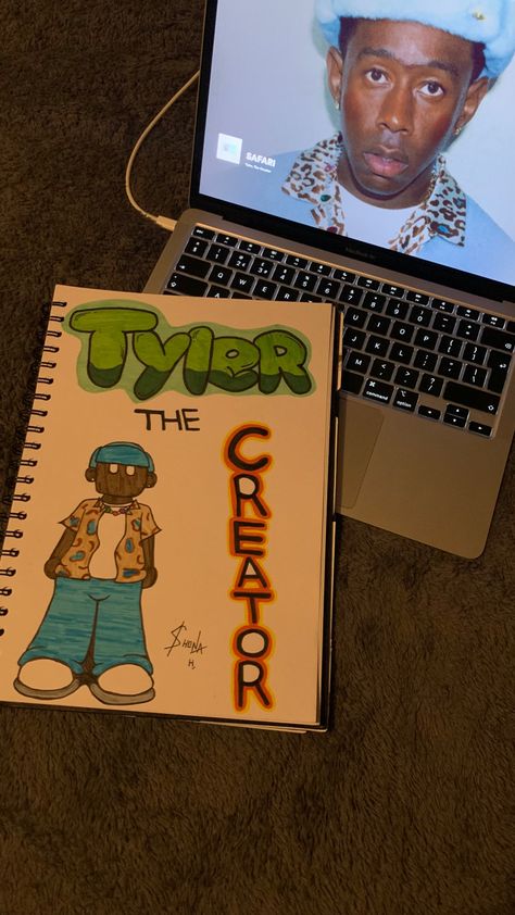 #graffiti #drawings #tylerthecreator @shonax84 <insta Y2k Cute Drawings, Sonder Drawing, Drawings On Cardboard, Album Drawings, Graffiti Drawing Sketches Ideas, Yk2 Drawings, Album Covers Drawing, Graffiti Drawing Ideas, Drawing Inspo People