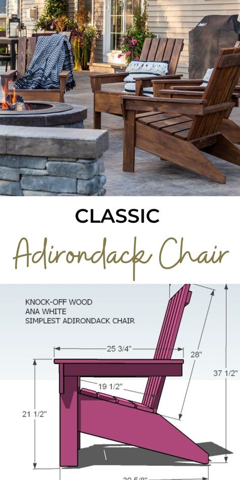 Outdoor Chairs Diy, Adirondack Chairs Diy, Adirondack Chair Plans Free, Modern Adirondack Chair, Adirondack Chair Plans, Cool Wood Projects, Outdoor Furniture Plans, Free Woodworking Plans, Diy Chair