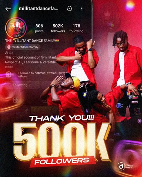 @millitantdancefamily congrats to your 500k followers #explorepage #graphicdesigner #postoftheday❤️ #viral 500k Instagram Followers, 500k Followers, Instagram Followers, Graphic Design, On Instagram, Quick Saves, Instagram