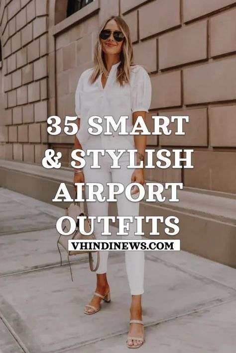 Smart and Stylish Airport Outfits : 35 Best Trendy, Classy, and Comfy Airport Outfits for Summer 70 Classy Travel Outfit Summer, Smart Airport Outfit, Chic Plane Outfit Summer, Chic Airplane Travel Outfits, Classy Airport Outfit Summer, Short Flight Outfit, Smart Travel Outfits, Summer Travel Outfits 2024, Airport Outfit Summer 2024