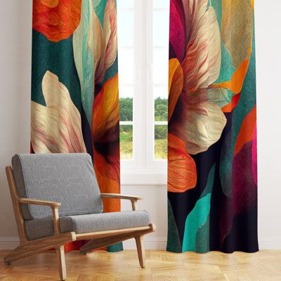 Bring a touch of nature indoors with these charming floral curtains. Designed to infuse any space with a bright and airy feel, they provide just the right amount of privacy while gently filtering light. Enjoy a touch of elegance and brighten your home with this beautiful addition. Size per Panel: 20" W x 61" L | East Urban Home 2 Piece Polyester Curtain Set 61.0 H x 20.0 W in Polyester in Green;red;beige | 20" W x 61" L | Wayfair | Home Decor Bold Curtains, Floral Bedroom, Green Curtains, Sheer Curtain Panels, Bedroom Panel, Floral Curtains, Curtain Patterns, Curtain Sets, Sheer Curtain