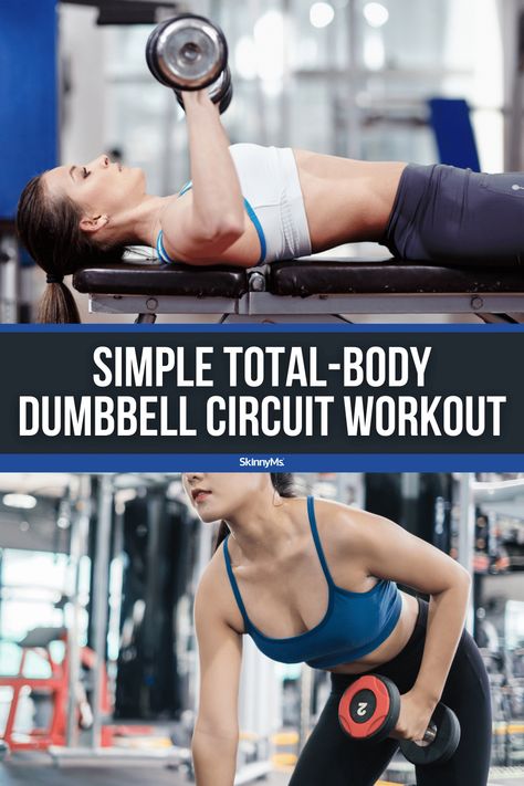 Simple Total Body Dumbbell Circuit Workout Dumbbell Circuit Workout, Easy Workouts For Beginners, Squat Thrust, Full Body Dumbbell Workout, Circuit Workout, Different Exercises, Dumbbell Workout, Workout Apps, Total Body