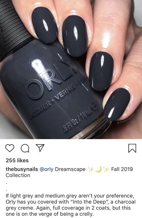 Nails Grey And Black, Dark Nails For Winter, Dark Grey Gel Nails Short, Short Dark Grey Nails, Graphite Nails, Gray Black Nails, Dark Grey Almond Nails, Dark Gray Almond Nails, Charcoal Nails