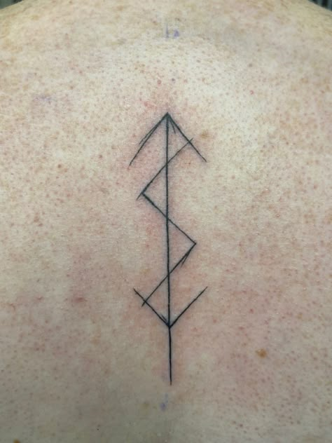 Viking Rune Tattoo For Women, Runes Spine Tattoo, Fine Line Nordic Tattoo, Viking Rune Tattoo Strength, Rune Hand Tattoos For Women, Rune Tattoo For Women, Feminine Viking Tattoo, Rune Tattoo Men, Runic Tattoo Arm