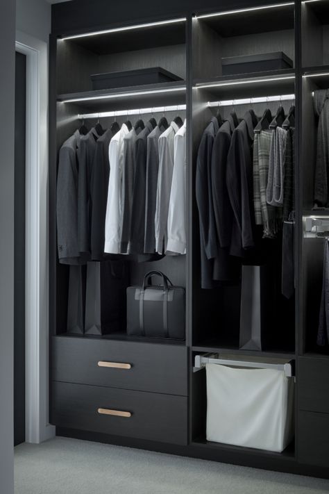 Luxurious Modern Bedrooms, Mens Room Decor, Mens Bedroom Decor, Walk In Closet Design, Wardrobe Interior Design, Closet Layout, Mens Bedroom, Bedroom Closet Design, Walk In Wardrobe