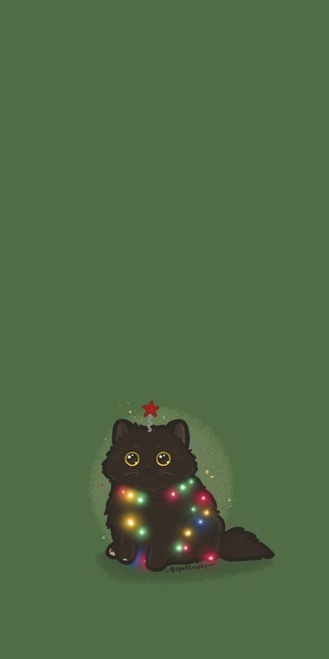 Cats Christmas Wallpaper, Cat Illustration Christmas, Christmas Cat Phone Wallpaper, Black Cat Fall Wallpaper, Christmas Wallpapers Funny, Cute Cat Christmas Wallpaper, Cute Cat Phone Wallpaper, Christmas Cat Wallpaper Laptop, Cute Winter Phone Wallpapers