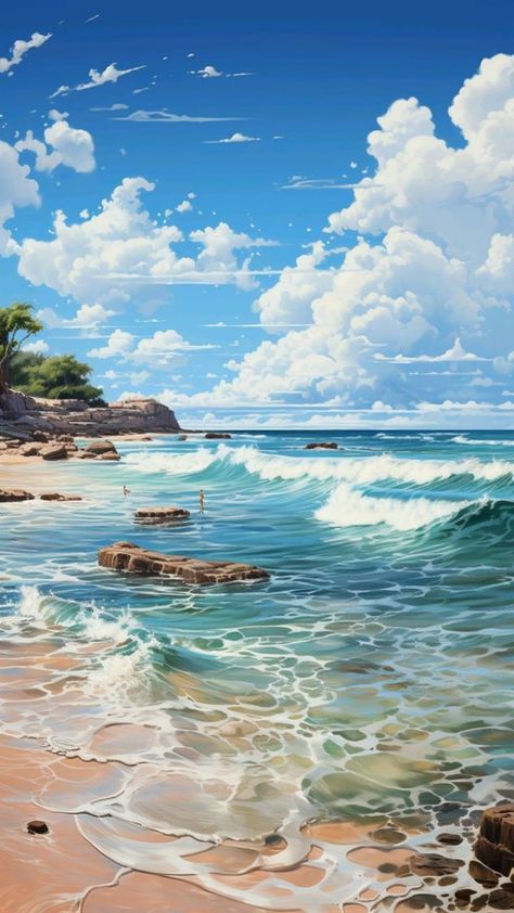 Pejzazi Art, Ocean Landscape Painting, Ocean And Beach, Science And Nature Books, Beach Art Painting, Sky Photography Nature, Big Eyes Art, Beautiful Art Paintings, Ocean Landscape