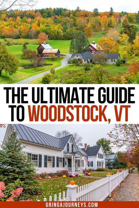 Woodstock, Vermont is the perfect destination for a getaway no matter the time of year. Nestled in the Green Mountains, this quaint town is the perfect place to relax and enjoy the outdoors. There are hiking trails for all skill levels, photo spots around every corner, and plenty of chances to explore the local history and culture. Here's your ultimate guide to things to do and where to stay in Woodstock, Vermont. Solo Trips For Women, Visit Vermont, Woodstock Photos, Vermont Travel, Solo Trips, Woodstock Vt, Vermont Vacation, Woodstock Vermont, Vermont Fall