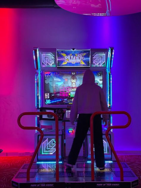 Arcade Dance Machine, Pinball Machine Aesthetic, Machine Reference, Wii Dance, Saw Traps, Vegas Pools, Arcade Room, Dance Games, Future Games