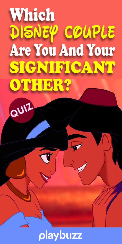 Test For Couples, Pixar Couples, Disney Buzzfeed, Princess Quiz, Jasmine And Aladdin, Quizzes Funny, Couples Quizzes, Couples Quiz, Compatibility Test