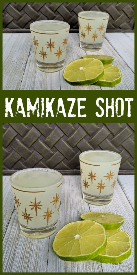 Kamakazi Shot Recipe, Kamikaze Shot Recipe, Kamikaze Recipe, Drink Your Juice Shelby, Kamikaze Shot, Kamikaze Cocktail, Triple Sec Cocktails, Frozen Drinks Alcohol, Bbq Drinks