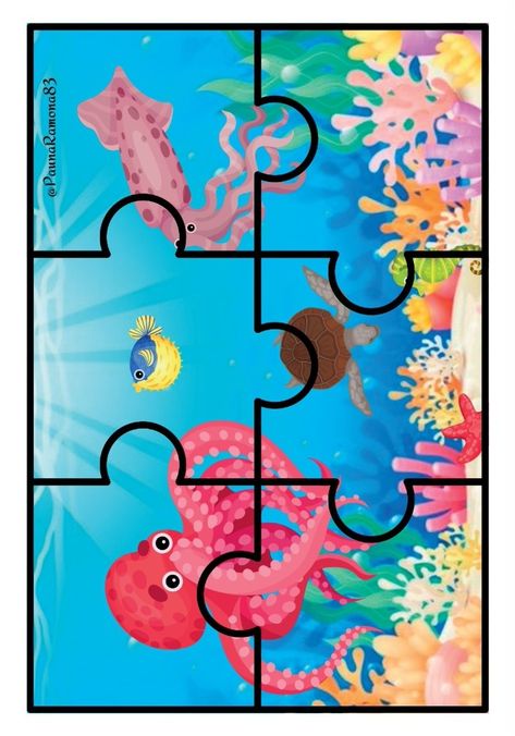 Sea Animals Activity Preschool, Sea Animal Math Activities, Fish Puzzle Free Printable, Animale Marine, Under The Sea Drawings, Underwater Crafts, Farm Animals Puzzle, Printable Puzzles For Kids, Sensory Activities For Preschoolers