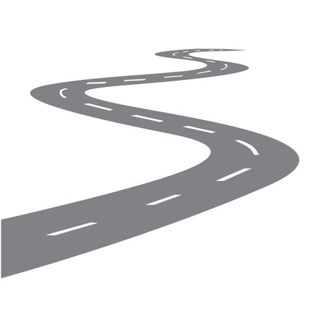 Winding road. Curved highway road with white markings. Vector illustration flat cartoon. How To Draw A Winding Road, Road Illustration Art, Winding Road Illustration, Roads Background For Editing, Highway Illustration, Cartoon Road, Road Icon, Road Illustration, Road Drawing