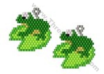 Frog Earring Bead Pattern By ThreadABead Frog Earring, Beaded Frog, Seed Bead Art, Frog Earrings, Frog Pattern, Seed Bead Projects, Beading Patterns Free, Bead Crochet Rope, Brick Stitch Earrings