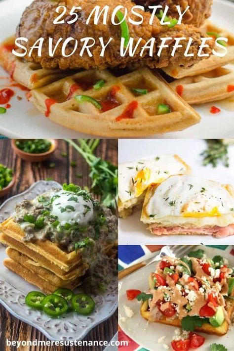 Lunch Waffle Ideas, Cool Waffle Ideas, Gourmet Waffle Ideas, Waffle Savory Recipe, Different Waffle Ideas, Vegan Waffle Maker Recipes, Waffle Dinner Recipes, Savory Waffle Sandwich, Savoury Waffles Breakfast