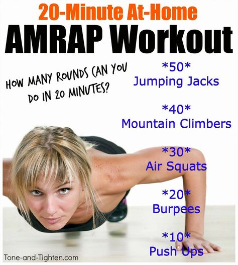 Amrap Workout At Home, Strength Training At Home, Amrap Workout, Training At Home, 20 Minute Workout, Push Ups, Crossfit Workouts, I Work Out, Hiit Workout