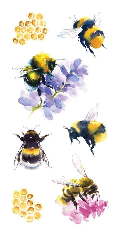 Bee Drawing, Bee Painting, Diy Watercolor Painting, Watercolour Inspiration, Soyut Sanat Tabloları, Watercolor Flower Art, Bee Art, 수채화 그림, Watercolor Art Lessons