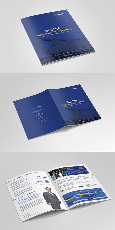 GOBIS University Brochure on Behance Stalls Ideas, Minimalist Brochure, University Brochures, University Housing, Brochure Ideas, Workbook Design, Bi Fold Brochure, Brochure Design Inspiration, Design Brochure