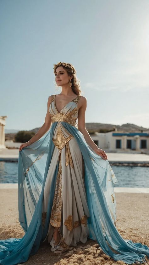 Rock Your Style: 15 Greek Goddess Outfit Ideas for Roblox - Cheerful Talks Greek Gods And Goddesses Prom Dress, Greek Royalty Clothing, Greek Inspired Dress Goddesses, Apollo Inspired Outfits, Fantasy Goddess Outfit, Greek Dress Aesthetic, Greek Goddess Inspired Outfit, Greek Goddess Clothing, Greek Style Outfit