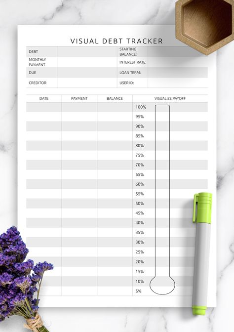 This helpful Visual Debt Tracker Template is designed to effectively debt reduction and consolidation your financial position. In order not to get bogged down in an avalanche of debt, you should manage your money wisely and make the necessary payments on time to the appropriate accounts. The highest interest of every debtor lies in the full repayment of debts, so tracking them will become an integral part of the way to a successful closure of the issue. By downloading and printing these sheets, Debt Tracker Template, Cash Budgeting, Debt Reduction, Manage Your Money, Debt Tracker, Tracker Template, Cash Budget, Budget Planner Printable, Weight Workout