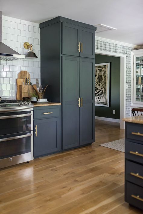 Learn how to integrate the design between your kitchen, dining, and living room, whether in an open floor plan or not. Key in on what makes design sing for you and how to repeat those elements in each of your spaces. Curious to hear how to work with one-of-a-kind pieces? We have you covered with that too! Kitchen Pantry Cabinet Sizes, Tall Kitchen Pantry Cabinet Storage Ideas, Single Door Pantry Cabinet, Double Pantry Cabinet, Small Kitchen With Pantry Cabinet, 12 Inch Cabinet Ideas, Pantry Style Cabinets, Green Pantry Cabinets, Stand Alone Kitchen Cabinet