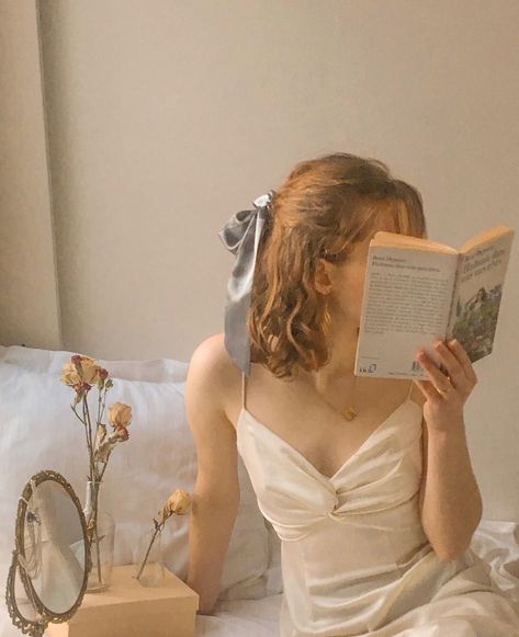 Flowers, Reading, Reading A Book, A Book, A Woman, Bed