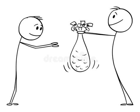 Person Giving Money Gift or Charity Donation to Poor Man, Vector Cartoon Stick Figure Illustration. Person giving money gift to poor man as charity donatio royalty free illustration Charity Drawing, Poor Drawing, Illustration Person, Money Clipart, Figure Illustration, Giving Money, Stick Drawings, School Book Covers, Water Coloring