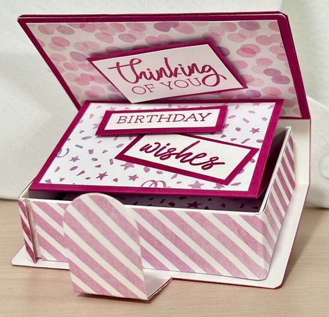 Gift Card Holder Idea Using the Book Treat Boxes - StampingJill.com Book Treat Boxes, Stampin Up Book Treat Boxes, Gift Card Boxes Diy, Diy Card Box, Interactive Gifts, Merry Christmas Tags, Happy Birthday Friend, Gift Card Boxes, Treat Holders