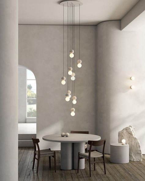 davidpompa on Instagram: “This is our Origo white collection! An amazing balance of lightness and character through Fiorito stone. A hanging rhythm of materials.…” Swag Lamp, White Canopy, Glass Rocks, Kitchen Views, Volcanic Rock, Multi Light Pendant, Glass Diffuser, Edison Bulb, Lamps Ceiling