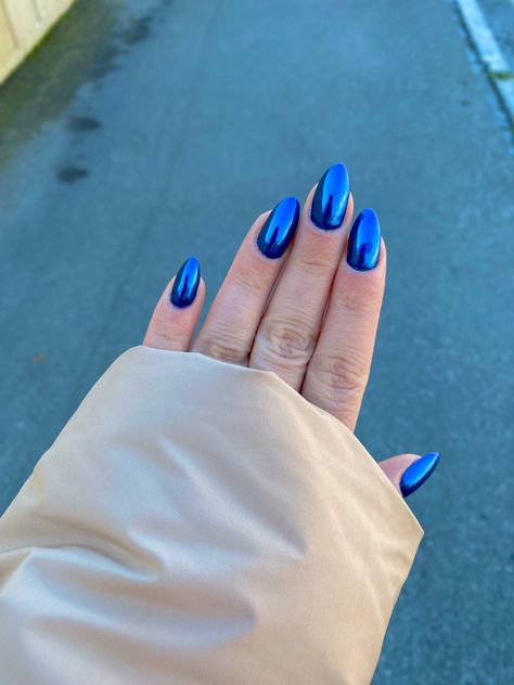 Blue Chrome Nails, Hoco Nails, Royal Blue Nails, Chrome Nails Designs, Blue Acrylic Nails, Smink Inspiration, Summery Nails, Simple Acrylic Nails, Classy Acrylic Nails