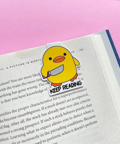 Duck Bookmarks and Bookends | Book Riot Simple Bookmarks, Duck Meme, Duck With Knife, Handmade Bookmarks Diy, Funny Science Jokes, Cute Bookmarks, Science Jokes, Top Books To Read, Magnetic Bookmarks