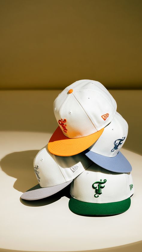 Introducing a new two-toned color palette to our signature New Era Fitted Cap. 🔥 Available now at all retail locations + online. Shop Now: https://feature.com/collections/feature New Era Photoshoot, Caps Product Photography, Cap Product Photography Ideas, Hat Content Ideas, Cap Flatlay, Cap Photography Ideas, Baseball Hat Photography, Hat Product Shoot, Hat Product Photography Ideas