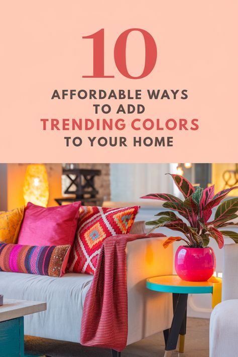 Discover 10 easy and affordable ways to bring trending colors into your home decor. From throw pillows to accent walls, transform your space today. Add Color To Living Room, Bright Colorful Living Room Ideas, Bright Colorful Living Room, Colorful Scandinavian Interior, Colorful Living Room Ideas, Colourful Interiors, Colorful Living Room, Colorful Apartment, Trending Colors