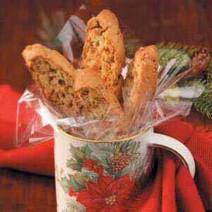 These twice-baked toffee cookies are a must with coffee at Christmastime. They also make great gifts from the kitchen.—Darlene Brenden, Salem, Oregon Peppermint Biscotti, Butter Brickle, Toffee Cookies, Biscotti Recipe, Salem Oregon, Cookie Swap, Half Baked, Baked Goodies, Italian Desserts